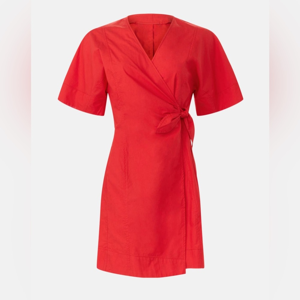 Ganni Red Mini Wrap Dress x RTR